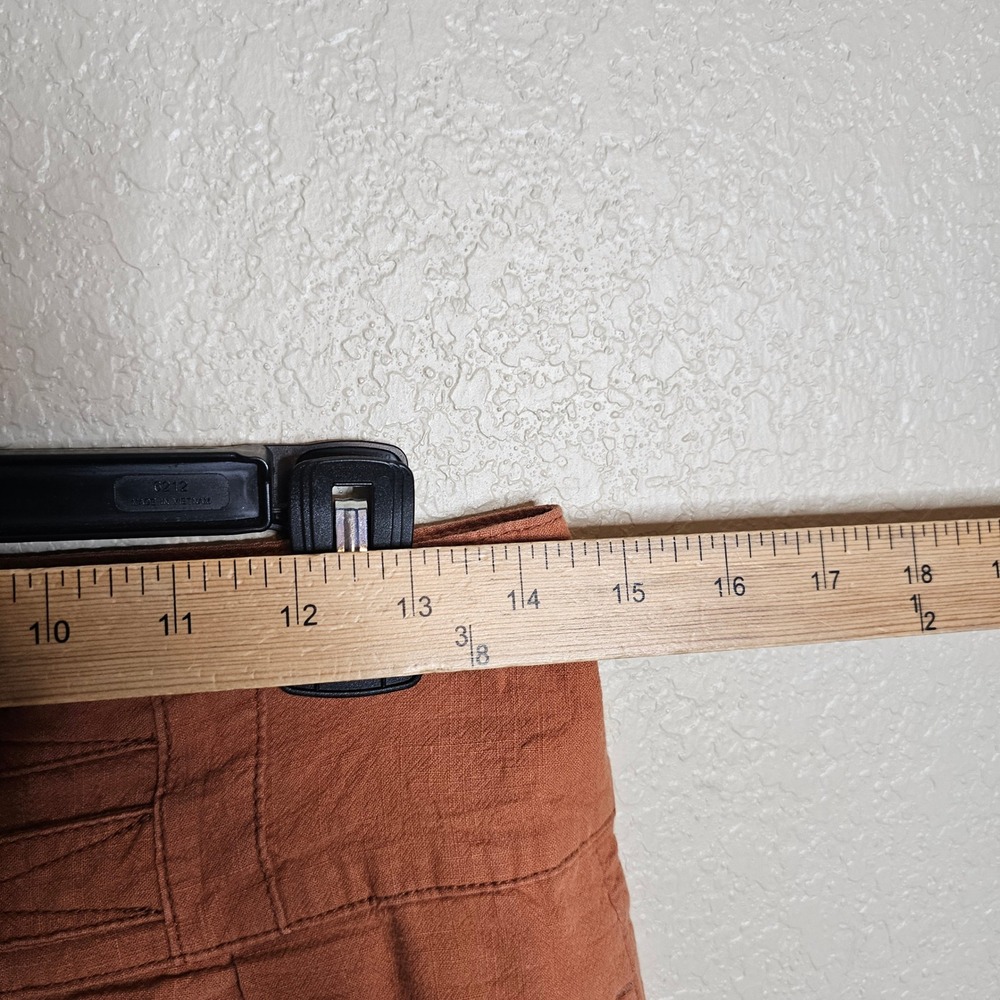 Free People 4 Double Buckle Soft Pants Pleated Tapered Rust Orange Cropped - Picture 7 of 12